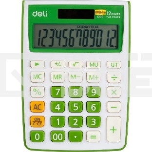 Калькулятор настольный Deli E1238/GRN зеленый 12-разр.