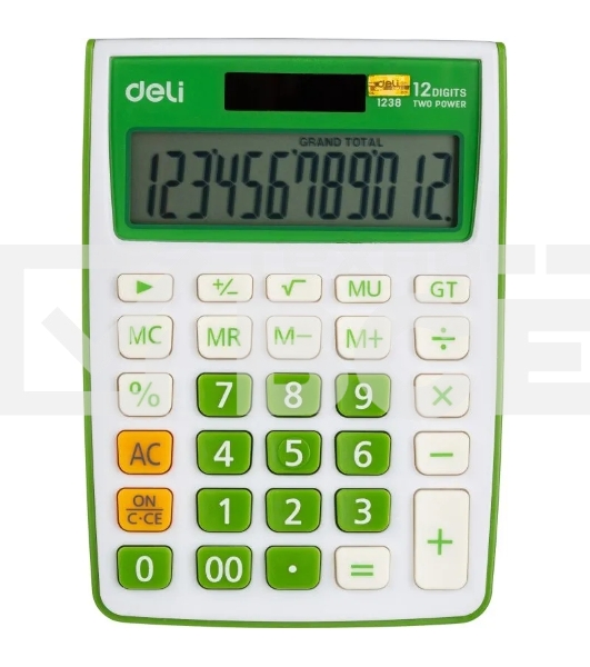 Калькулятор настольный Deli E1238/GRN зеленый 12-разр.
