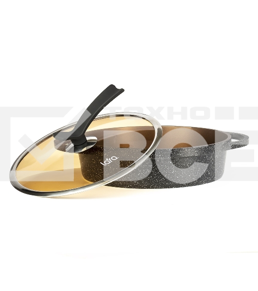 Сотейник LARA LR02-234 серия Orlean 28 см, 4.5 л, мрамор, Bronze, капсульное индукционное дно, крышка