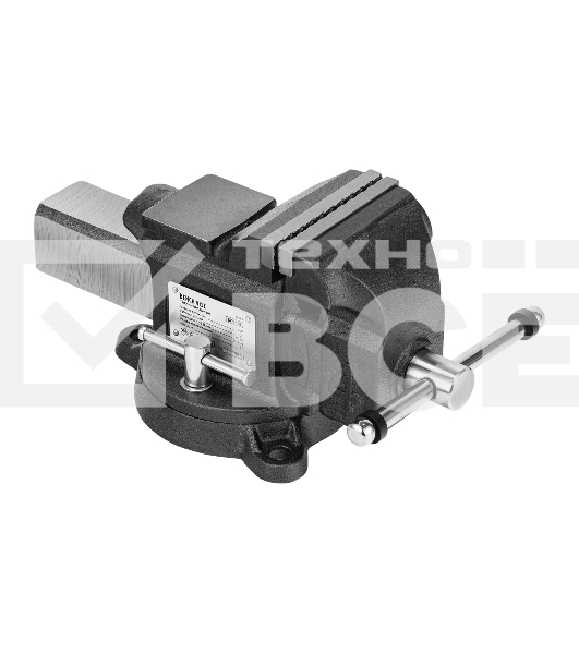 Тиски слесарные Denzel BVH-100 100 мм, поворотные, стальная направляющая, с наковальней