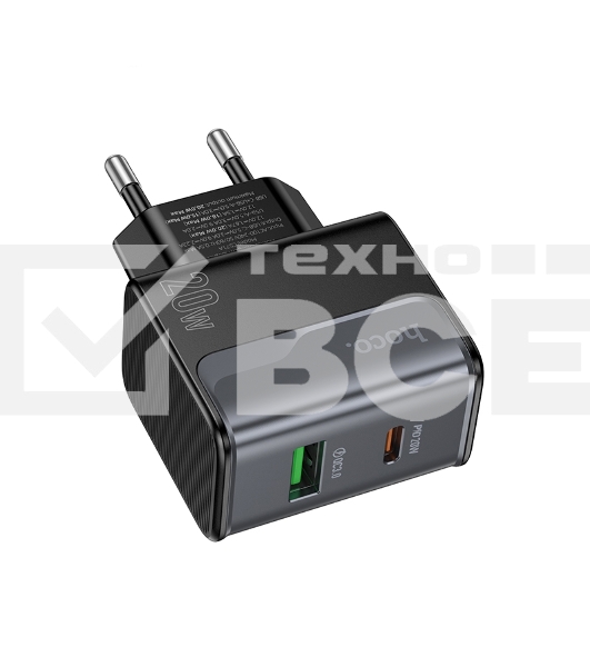 Сетевое зарядное устройство HOCO CS71A 1USB+1Type-C 3.0A PD20W+QC3.0 Midnight черный