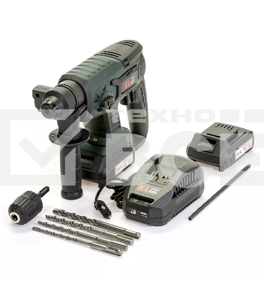 Профессиональный бесщеточный перфоратор аккумуляторный KLPRO KLPM18B-20 (18В, Li-ion-2шт, 2.0А·ч, 1,7Дж, SDS-plus, З/У,сумка)