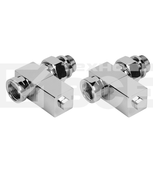 Набор дизайн-вентилей, CUBE, прямой (хром) 1/2