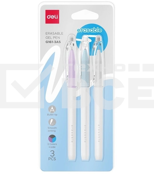 Набор ручек гелевых Deli EG161-3AS ассорти, ассорти чернила, со стирателем
