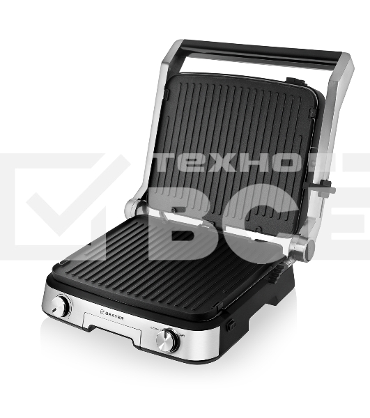 Гриль-пресс BRAYER BR2001, 2000 Вт, съем двухс., 31*26 см, регул высот,  мет корп., поддон, 180