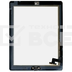 Сенсорное стекло (тачскрин) для iPad 2 (A1395, A1396, A1397), черное с кнопкой OEM, фото2