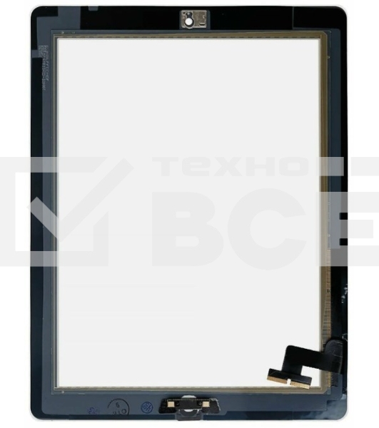 Сенсорное стекло (тачскрин) для iPad 2 (A1395, A1396, A1397), черное с кнопкой OEM