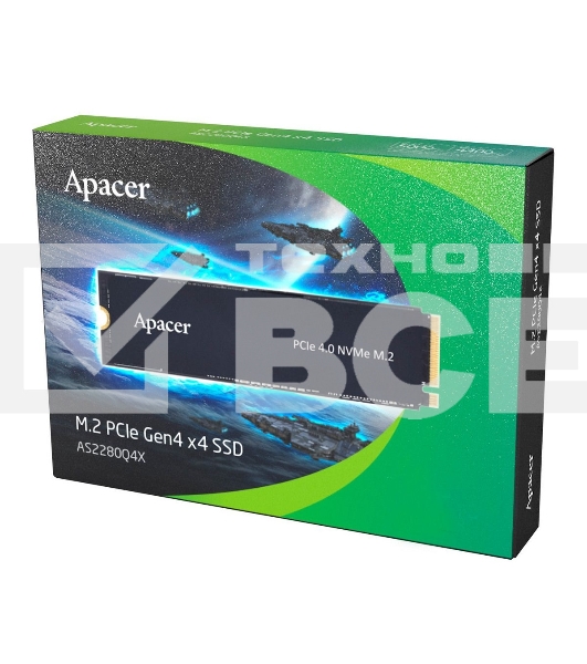 Накопитель SSD Apacer AS2280Q4X, 4TB, PCIe 4.0 x4, M.2 2280, NVMe 1.4, R/W 5000/4400, с радиатором