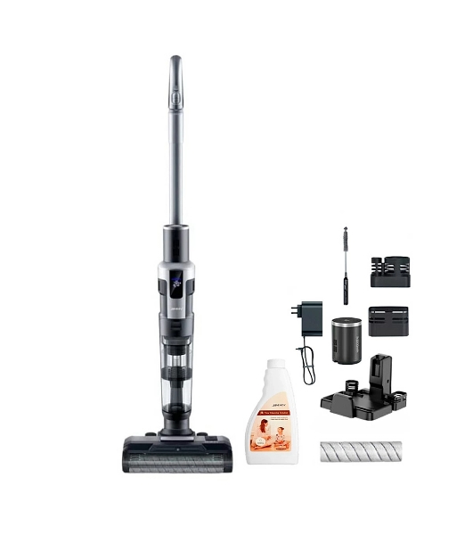 Пылесос вертикальный Jimmy Cordless Vacuum&Washer HW9 черный/серебристый, питание от аккумулятора, 300 Вт, уборка сухая/влажная, пылесборник 0.4 л