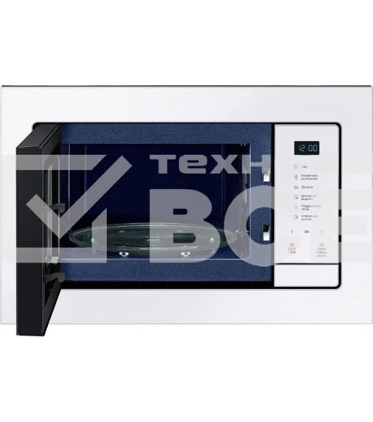 Микроволновая печь встраиваемая Samsung MS23A7118AW/BW белый, 23 л, 800 Вт, переключатели - сенсор