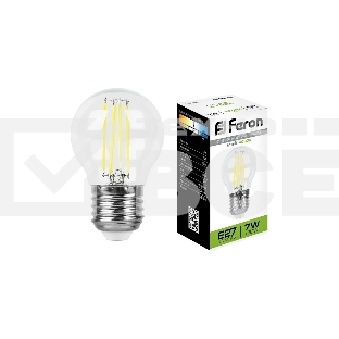 Лампа светодиодная Feron LB-52 (25877) 7 вт Е27 белый шар FILAMENT