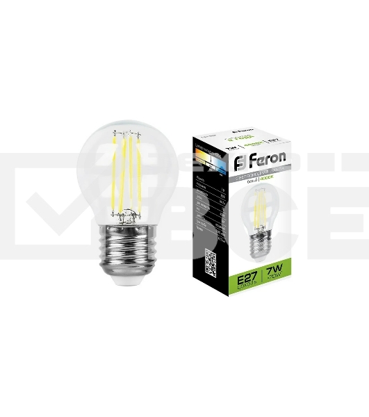 Лампа светодиодная Feron LB-52 (25877) 7 вт Е27 белый шар FILAMENT