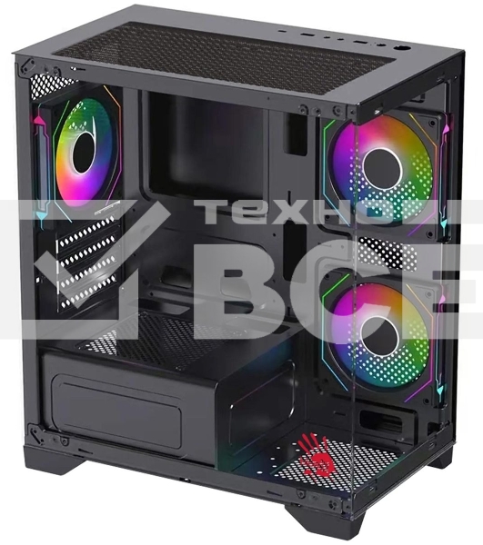 Компьютерный корпус Bloody BD-CC103F черный без БП mATX 7x120mm 1xUSB2.0 1xUSB3.0 audio bott PSU