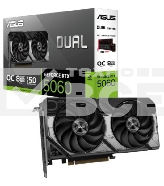 Видеокарта Asus RTX 5060 DUAL-RTX 5060-O8G RTX 5060 8Gb 128bit GDDR7 2535/28000 HDMIx1 DPx3 HDCP Ret