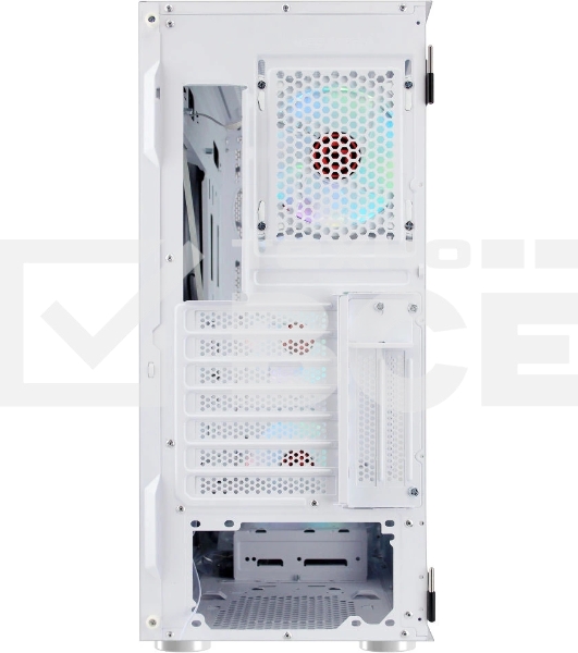 Компьютерный корпус Ginzzu GL 390 боковая дверца закаленное стекло на петлях на магнитах, controller CRC10, 4* 12R6W FAN 12CM RGb белый
