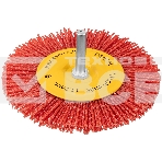 Щетка для дрели Denzel 100 мм, плоская, со шпилькой, нейлоновая щетина, фото 1