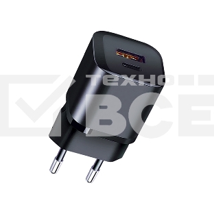 СЗУ Qumo Energy PD 20W (Charger 0071), два порта: Type-C PD + USB-A QC3.0, черный