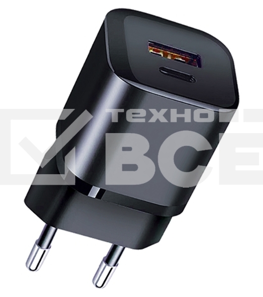 СЗУ Qumo Energy PD 20W (Charger 0071), два порта: Type-C PD + USB-A QC3.0, черный