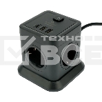 Сетевой фильтр Cablexpert Tower TWR-4-CU2-B-2, 4р, 10А, 1xType-C PD, 20Вт, 2хUSB, 2м, ур.защиты 2+, черный, коробка, фото 1