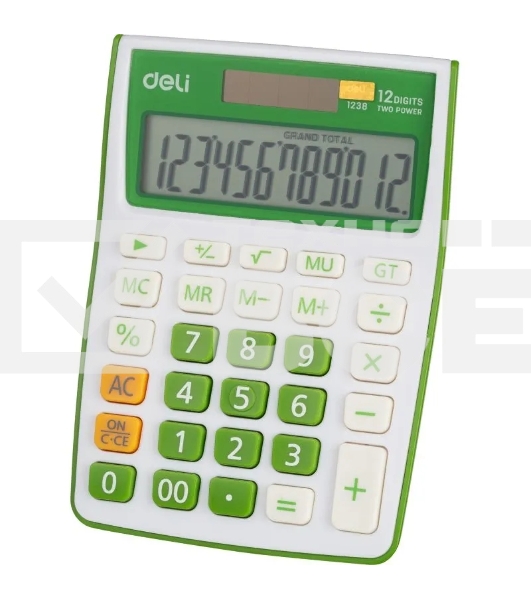 Калькулятор настольный Deli E1238/GRN зеленый 12-разр.