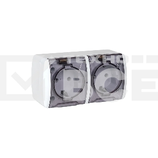 Розетка EKF EQR16-129-30-54-T PROxima Владивосток 2-местная 16А с заземлением с прозрачной крышкой IP54