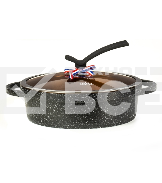 Сотейник LARA LR02-234 серия Orlean 28 см, 4.5 л, мрамор, Bronze, капсульное индукционное дно, крышка