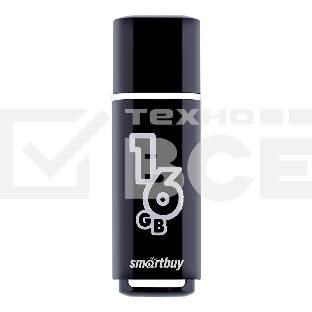 Флешка USB R/W Smartbuy Glossy series Black (SB16GbGS-K), 16Gb, USB 2.0, R/W 25/15, черный