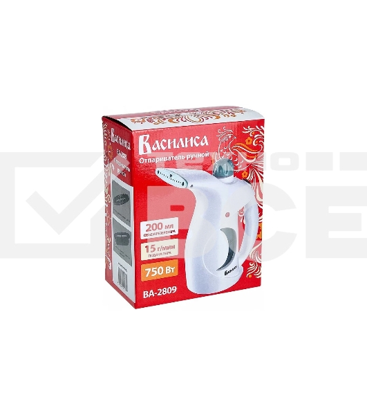 Отпариватель ВАСИЛИСА ВА-2809 белый с зеленым, 750 Вт, 15 г/мин, 200 мл