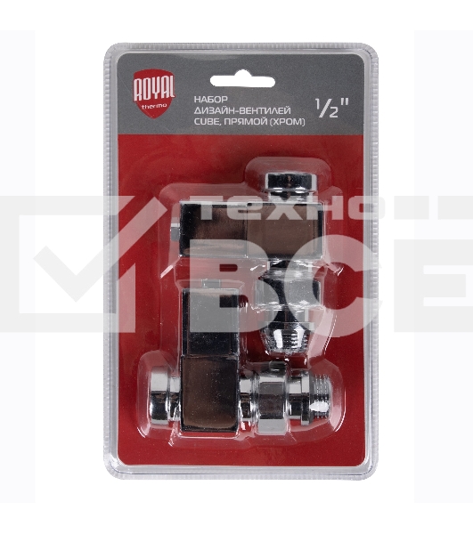 Набор дизайн-вентилей, CUBE, прямой (хром) 1/2