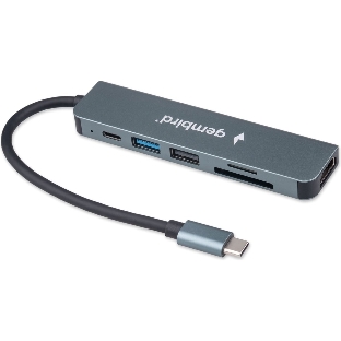 USB-концентратор Gembird UHB-D9, USB Type-C, PD100W, SD/TF, USB 2.0, HDMI, USB Type-C