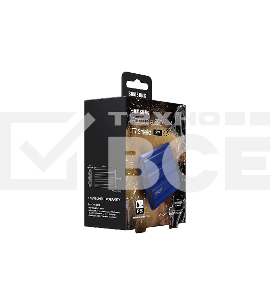 Накопитель SSD Samsung T7 Shield MU-PE1T0R/WW, USB3.2, 1ТБ, синий