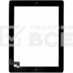 Сенсорное стекло (тачскрин) для iPad 2 (A1395, A1396, A1397), черное с кнопкой OEM, фото 1