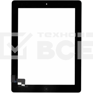 Сенсорное стекло (тачскрин) для iPad 2 (A1395, A1396, A1397), черное с кнопкой OEM