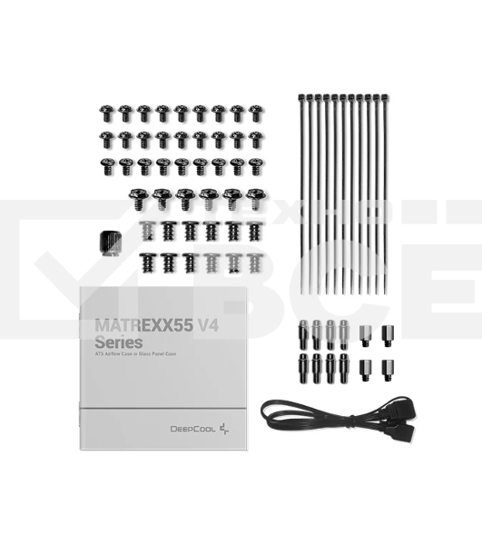 Компьютерный корпус Deepcool MATREXX 55 V4 без БП, боковое окно (закаленное стекло), 3xARGB LED 140мм вентилятора спереди, 1xARGB LED 120мм вентилятор сзади, черный, ATX