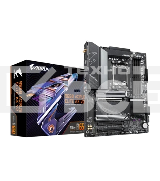 Материнская плата GIGABYTE B650 AORUS ELITE AX V2, AM5, AMD B650, 4xDDR5, 4xSATA, 3xM.2, 1xPCI-E 4.0 x16, 1xHDMI, 1xDP, 1xUSB-C 3.2 Gen 2, 5xUSB-A 3.2 Gen 1, 2xUSB-A 3.2 Gen 2, 4xUSB-A 2.0, 1x 2.5Gb LAN, 3x3.5 мм, 7.1, ATX