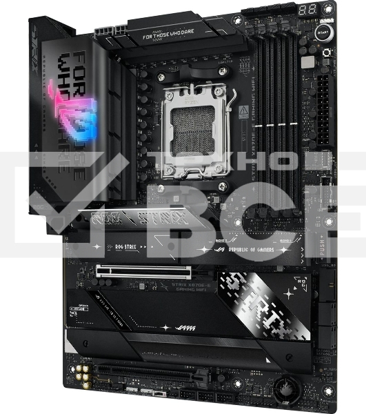 Материнская плата ASUS ROG STRIX X870E-E GAMING WIFI, AM5, AMD X870E, 4xDDR5, 4xSATA, 5xM.2, 1xPCI-E 5.0 x16, 1xPCI-E 4.0 x4, 1xHDMI, 1xUSB-C 3.2 Gen 2, 1xUSB-C 3.2 Gen 2x2, 2xUSB-C 4.0, 1x 5Gb LAN, 9xUSB-A 3.2 Gen 2, 2x3.5 мм, TOSLINK, 1xWi-Fi 7, ATX