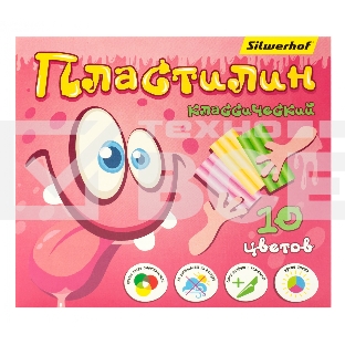Пластилин Silwerhof Монстрики 10цв. 200гр. стек картон.кор.