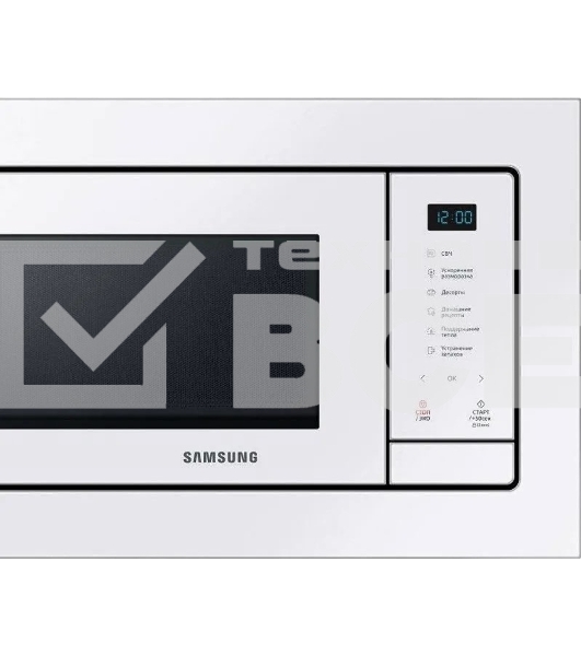 Микроволновая печь встраиваемая Samsung MS23A7118AW/BW белый, 23 л, 800 Вт, переключатели - сенсор