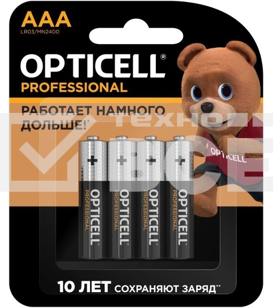 Элемент питания алкалиновый AAA/LR03 (блист. 4шт) Professional Opticell 5052002