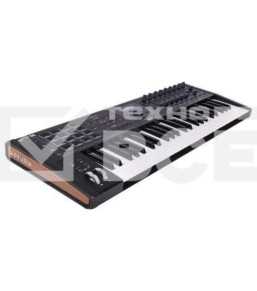 Клавиатура MIDI [230621] Arturia [KeyLab mkII 49 Black] 49 клавиш, чувствительных к силе нажатия с послекасанием, 16 пэдов с RGB-подсветкой, 9 фейдеров, 9 поворотных регуляторов, входы для педалей экспрессии и сустейна, 4 выхода CV/Gate, MIDI, USB