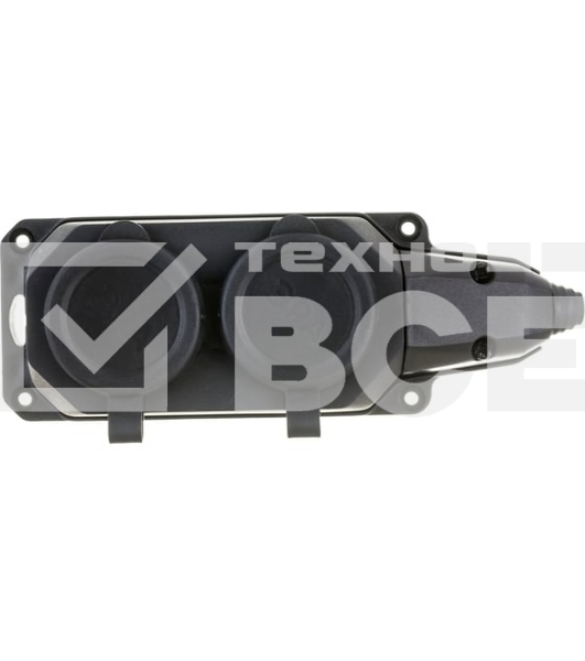 Колодка каучуковая ЭРА с/з 2 гн 16A IP44 черная (12/120/720)