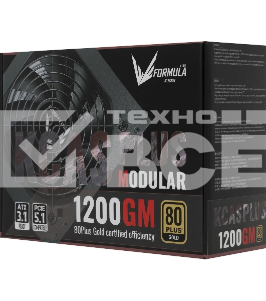 Блок питания Aerocool/Formula KCAS PLUS 1200GM V2, 1200Вт, 80 PLUS Gold, модульный, 140мм, черный
