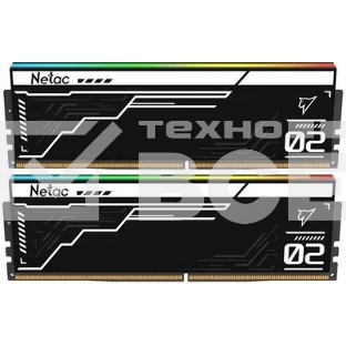 Оперативная память Netac Shadow II RGB, DDR5, 32GB (2x16GB), 7600 MHz, CL36, с радиатором, чёрный, RGB