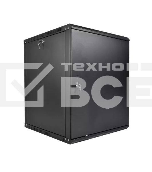 Шкаф телекоммуникационный настенный разборный ЦМО ЭКОНОМ 12U (600 x 350) дверь металл, черный (ШРН-Э-12.350.1-9005)
