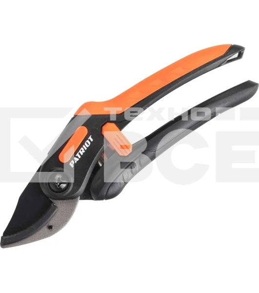 Секатор PATRIOT PAP-200,контактный,наковаленка (сталь 65Mn),лезвие (япон.сталь SK5),рукоятки PP+TPR,фиксатор лезвий,пружин.привод,200 мм