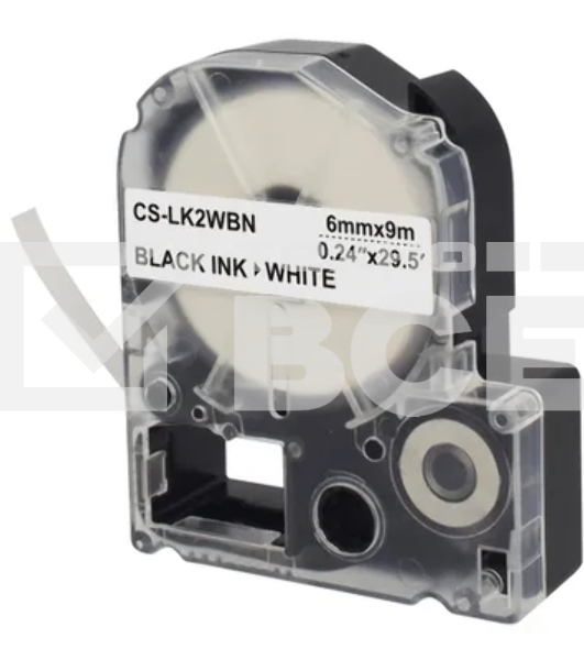 Картридж ленточный Cactus CS-LK2WBN черный, 6мм, 9м для Epson LW300/LW400/LW700/LW600P/LW1000P/K400/Z700/Z900