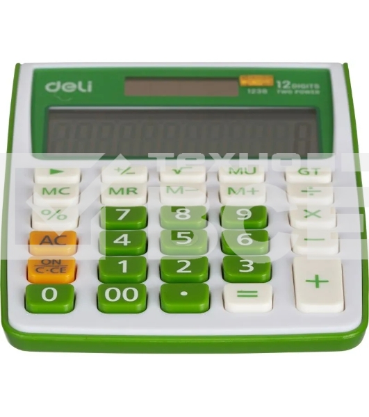 Калькулятор настольный Deli E1238/GRN зеленый 12-разр.
