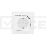 Розетка EKF Минск ERR16-028-100-USB 1-местная СП с/з с защитными шторками 16А белая с USB 1А, фото 1