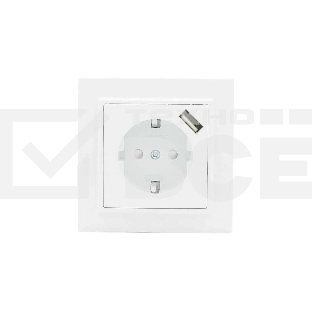 Розетка EKF Минск ERR16-028-100-USB 1-местная СП с/з с защитными шторками 16А белая с USB 1А
