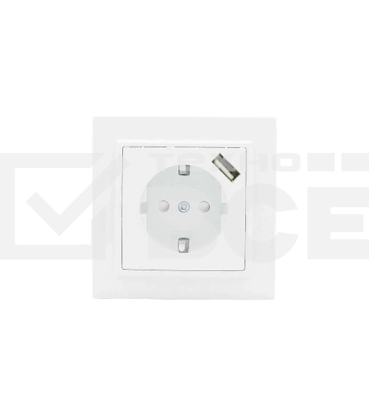 Розетка EKF Минск ERR16-028-100-USB 1-местная СП с/з с защитными шторками 16А белая с USB 1А